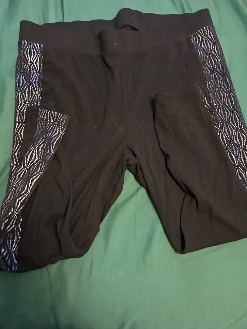 Women’s Black Leggings with Reflective Geo Side Panels